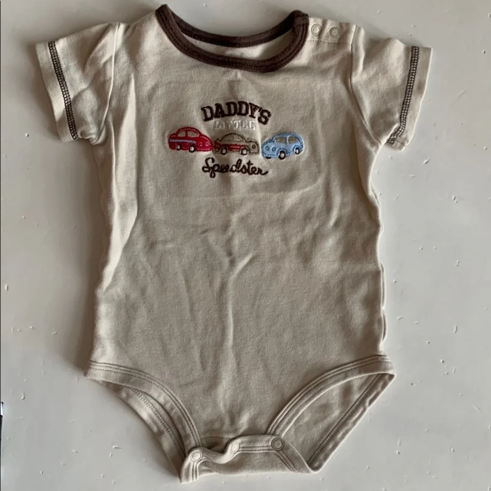 Carter’s 6 Months Cream Baby Onesie with Car Design